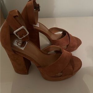 Dolce Vita platform brown suede heeled sandals
